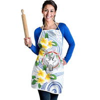 Northern Mariana Islands Chamorro Apron Plumeria Curves Style White Version LT05 - Polynesian Pride