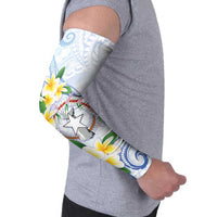 Northern Mariana Islands Chamorro Arm Sleeves Plumeria Curves Style White Version LT05 - Polynesian Pride