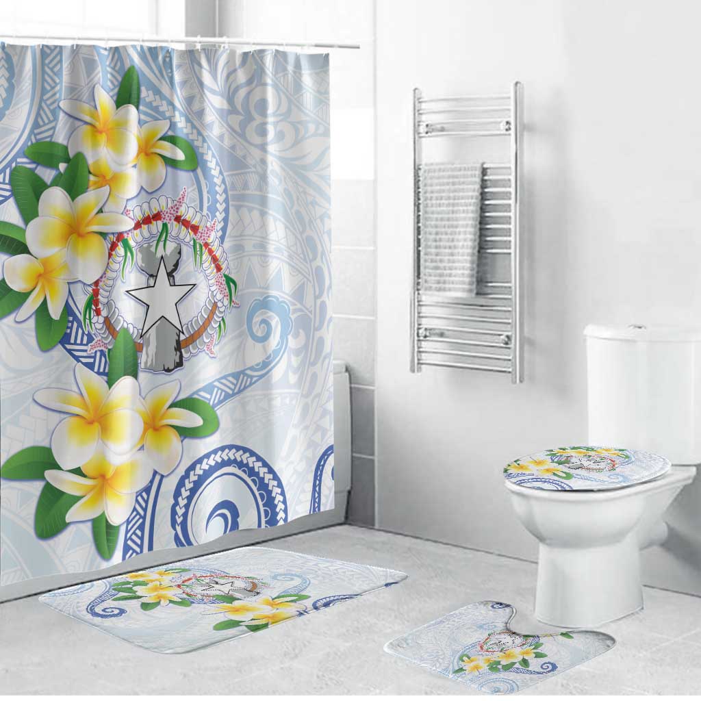Northern Mariana Islands Chamorro Bathroom Set Plumeria Curves Style White Version LT05 Bathroom Set (4 pcs) White - Polynesian Pride