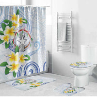 Northern Mariana Islands Chamorro Bathroom Set Plumeria Curves Style White Version LT05 Bathroom Set (4 pcs) White - Polynesian Pride