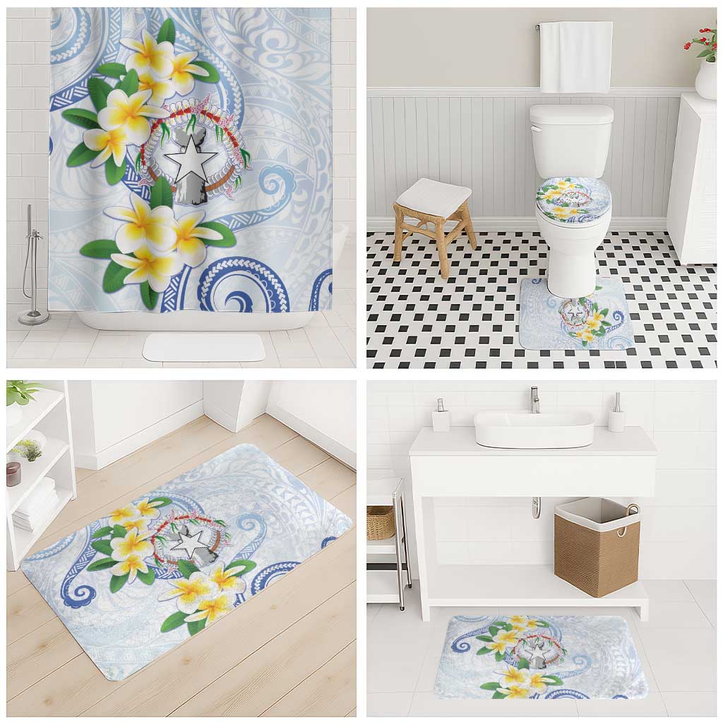 Northern Mariana Islands Chamorro Bathroom Set Plumeria Curves Style White Version LT05 - Polynesian Pride