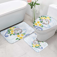 Northern Mariana Islands Chamorro Bathroom Set Plumeria Curves Style White Version LT05 - Polynesian Pride