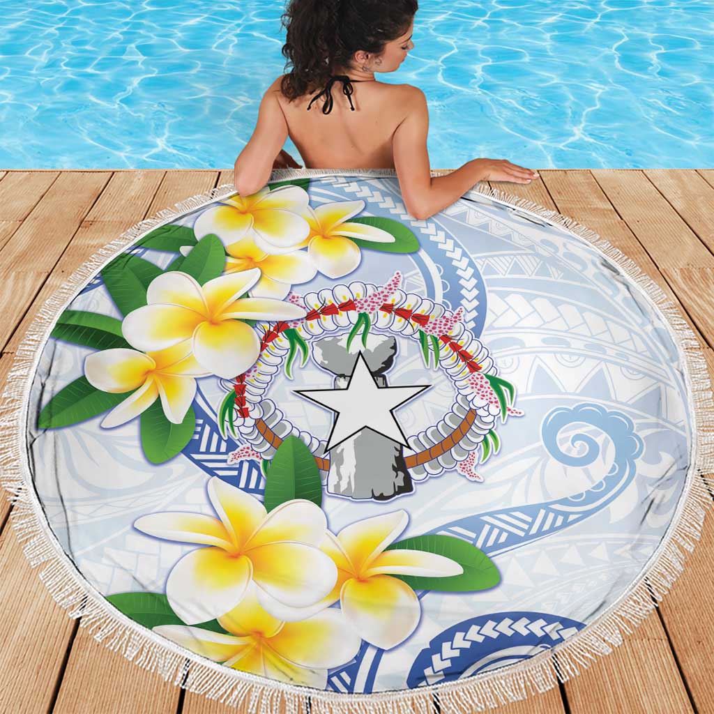Northern Mariana Islands Chamorro Beach Blanket Plumeria Curves Style White Version LT05 - Polynesian Pride