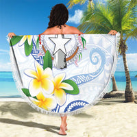 Northern Mariana Islands Chamorro Beach Blanket Plumeria Curves Style White Version LT05 - Polynesian Pride
