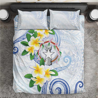 Northern Mariana Islands Chamorro Bedding Set Plumeria Curves Style White Version LT05 White - Polynesian Pride