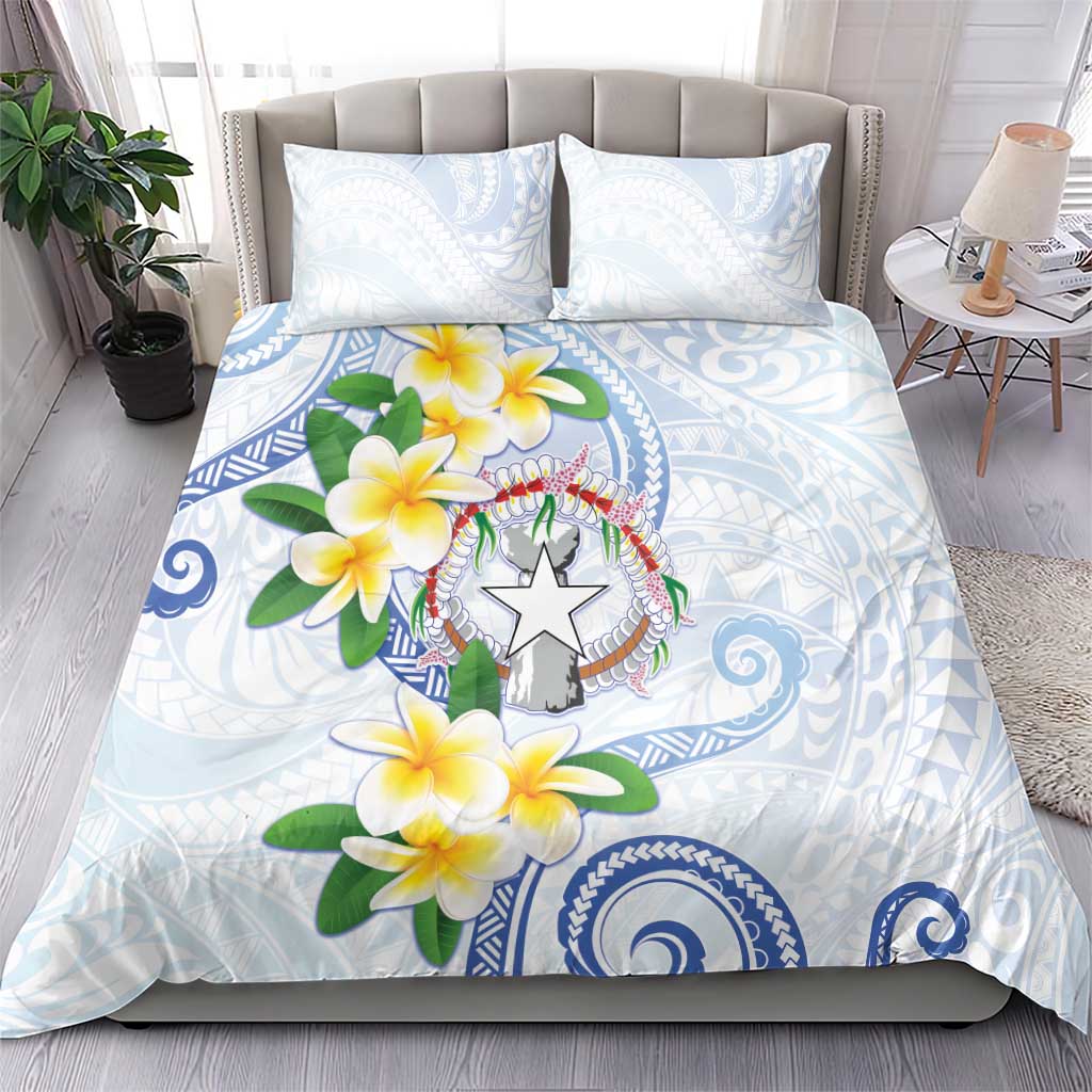 Northern Mariana Islands Chamorro Bedding Set Plumeria Curves Style White Version LT05 - Polynesian Pride