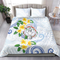 Northern Mariana Islands Chamorro Bedding Set Plumeria Curves Style White Version LT05 - Polynesian Pride