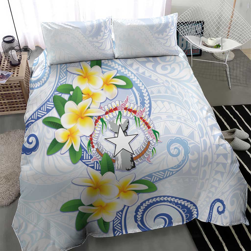 Northern Mariana Islands Chamorro Bedding Set Plumeria Curves Style White Version LT05 - Polynesian Pride