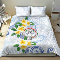 Northern Mariana Islands Chamorro Bedding Set Plumeria Curves Style White Version LT05 - Polynesian Pride