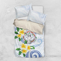 Northern Mariana Islands Chamorro Bedding Set Plumeria Curves Style White Version LT05 US Twin 172cm x 218cm White - Polynesian Pride