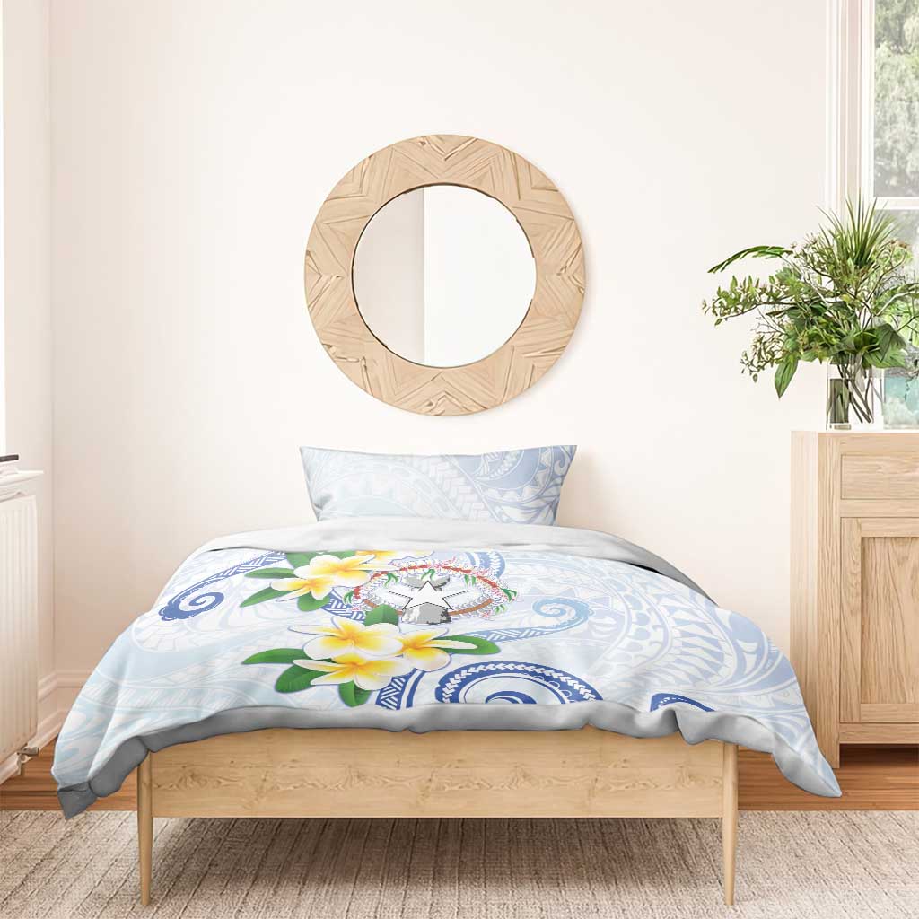 Northern Mariana Islands Chamorro Bedding Set Plumeria Curves Style White Version LT05 - Polynesian Pride