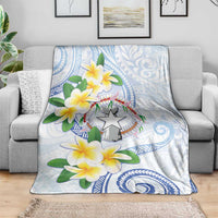 Northern Mariana Islands Chamorro Blanket Plumeria Curves Style White Version LT05 - Polynesian Pride