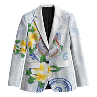 Northern Mariana Islands Chamorro Blazer Plumeria Curves Style White Version LT05 Unisex White - Polynesian Pride