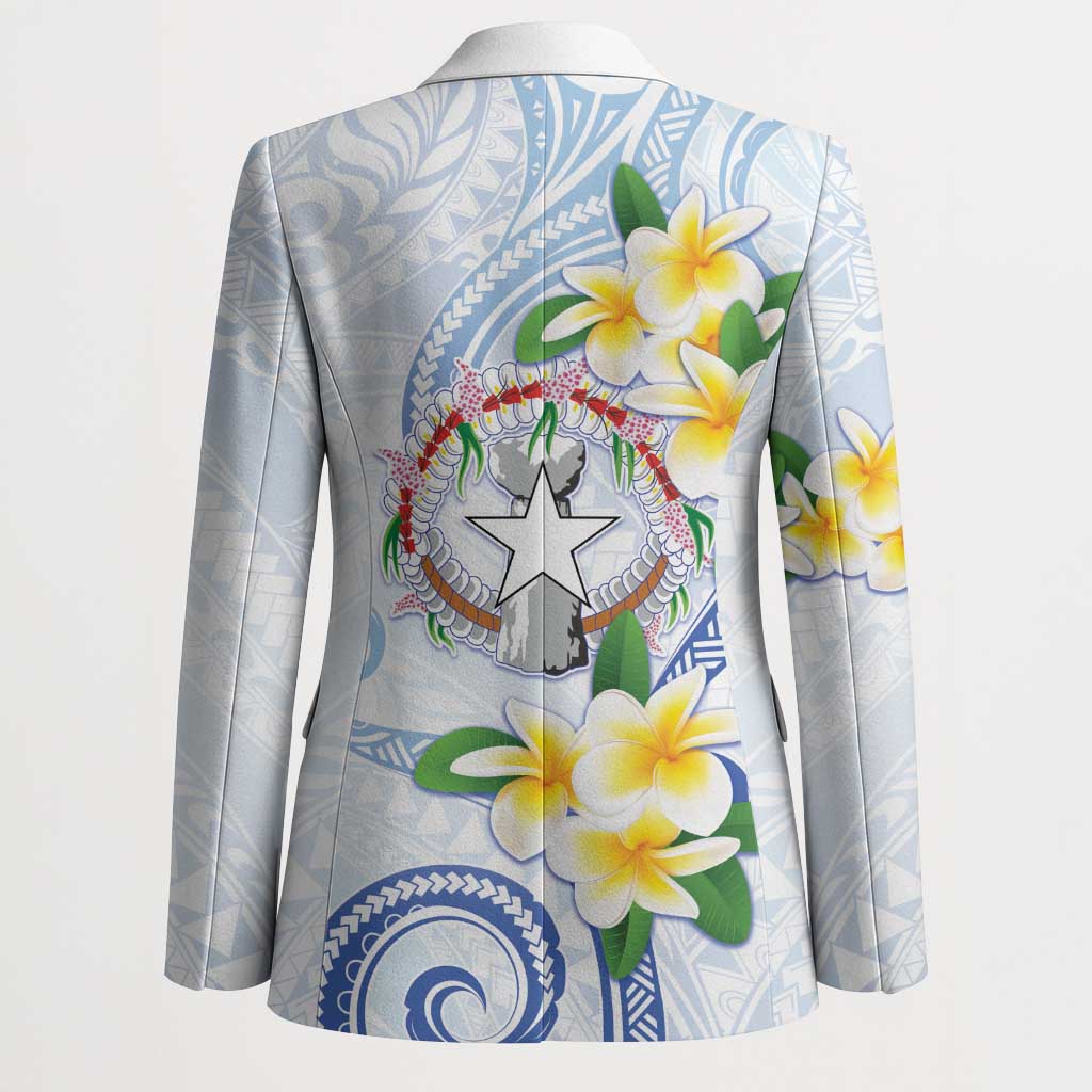 Northern Mariana Islands Chamorro Blazer Plumeria Curves Style White Version LT05 - Polynesian Pride