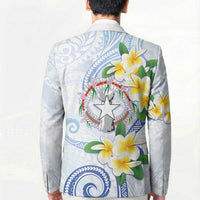Northern Mariana Islands Chamorro Blazer Plumeria Curves Style White Version LT05 - Polynesian Pride
