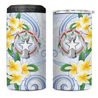 Northern Mariana Islands Chamorro 4 in 1 Can Cooler Tumbler Plumeria Curves Style White Version LT05 One Size: 16 oz White - Polynesian Pride