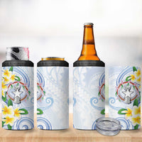 Northern Mariana Islands Chamorro 4 in 1 Can Cooler Tumbler Plumeria Curves Style White Version LT05 - Polynesian Pride