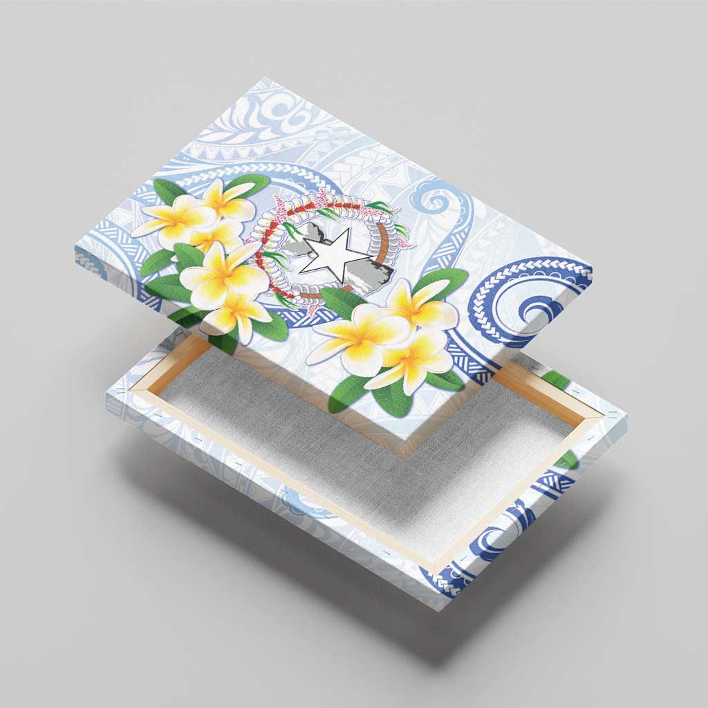 Northern Mariana Islands Chamorro Canvas Wall Art Plumeria Curves Style White Version LT05 - Polynesian Pride