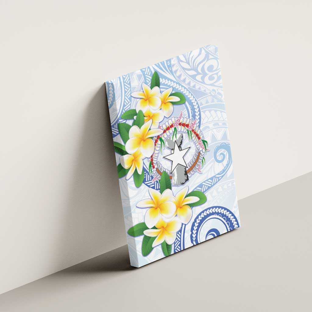 Northern Mariana Islands Chamorro Canvas Wall Art Plumeria Curves Style White Version LT05 - Polynesian Pride