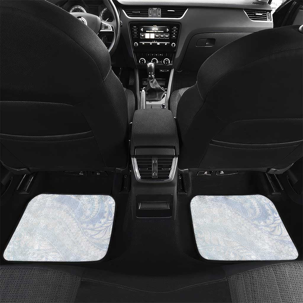 Northern Mariana Islands Chamorro Car Mats Plumeria Curves Style White Version LT05 Set 2pcs - Back White - Polynesian Pride