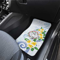Northern Mariana Islands Chamorro Car Mats Plumeria Curves Style White Version LT05 - Polynesian Pride