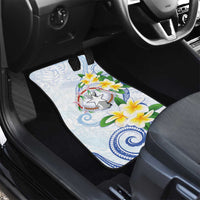 Northern Mariana Islands Chamorro Car Mats Plumeria Curves Style White Version LT05 - Polynesian Pride