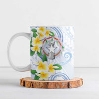 Northern Mariana Islands Chamorro Ceramic Mug Plumeria Curves Style White Version LT05 White - Polynesian Pride