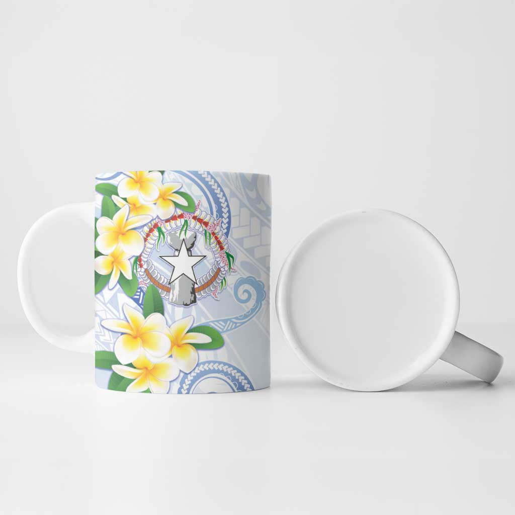 Northern Mariana Islands Chamorro Ceramic Mug Plumeria Curves Style White Version LT05 - Polynesian Pride