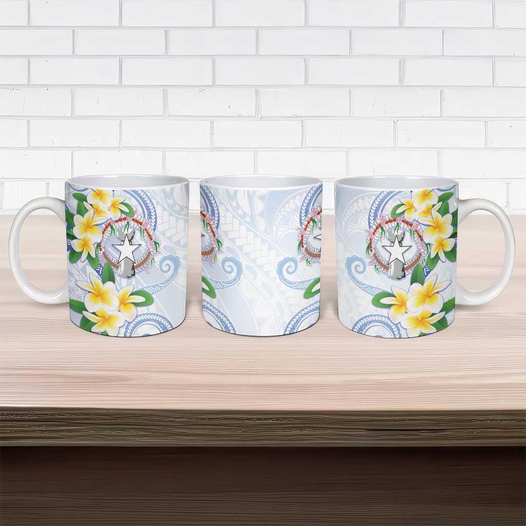 Northern Mariana Islands Chamorro Ceramic Mug Plumeria Curves Style White Version LT05 - Polynesian Pride