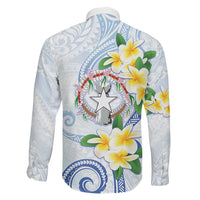 Northern Mariana Islands Chamorro Family Matching Long Sleeve Bodycon Dress and Hawaiian Shirt Plumeria Curves Style White Version