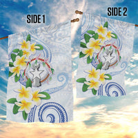Northern Mariana Islands Chamorro Garden Flag Plumeria Curves Style White Version LT05 - Polynesian Pride