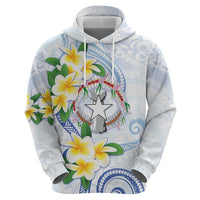 Northern Mariana Islands Chamorro Hoodie Plumeria Curves Style White Version
