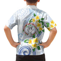 Northern Mariana Islands Chamorro Kid Hawaiian Shirt Plumeria Curves Style White Version