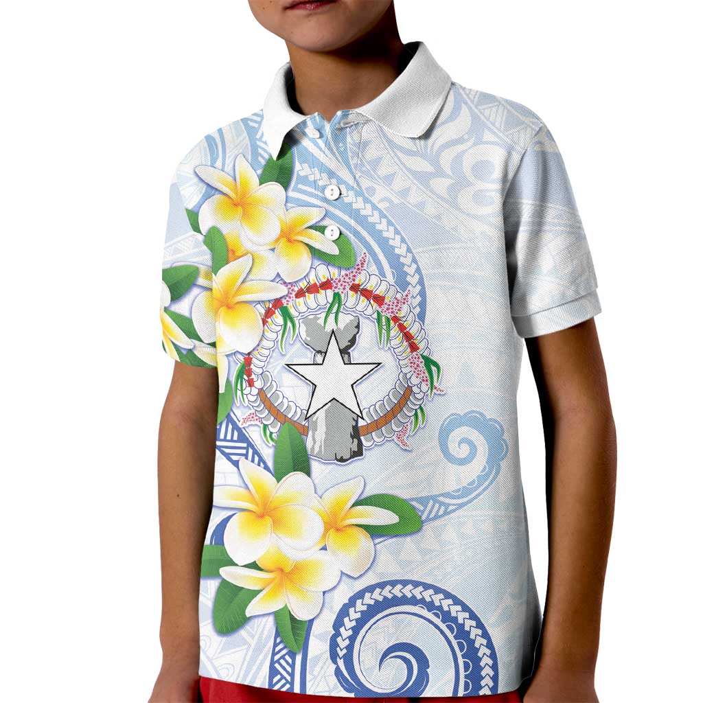 Northern Mariana Islands Chamorro Kid Polo Shirt Plumeria Curves Style White Version LT05 Kid White - Polynesian Pride