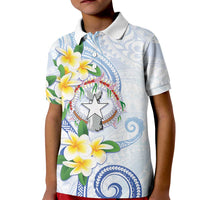 Northern Mariana Islands Chamorro Kid Polo Shirt Plumeria Curves Style White Version LT05 Kid White - Polynesian Pride
