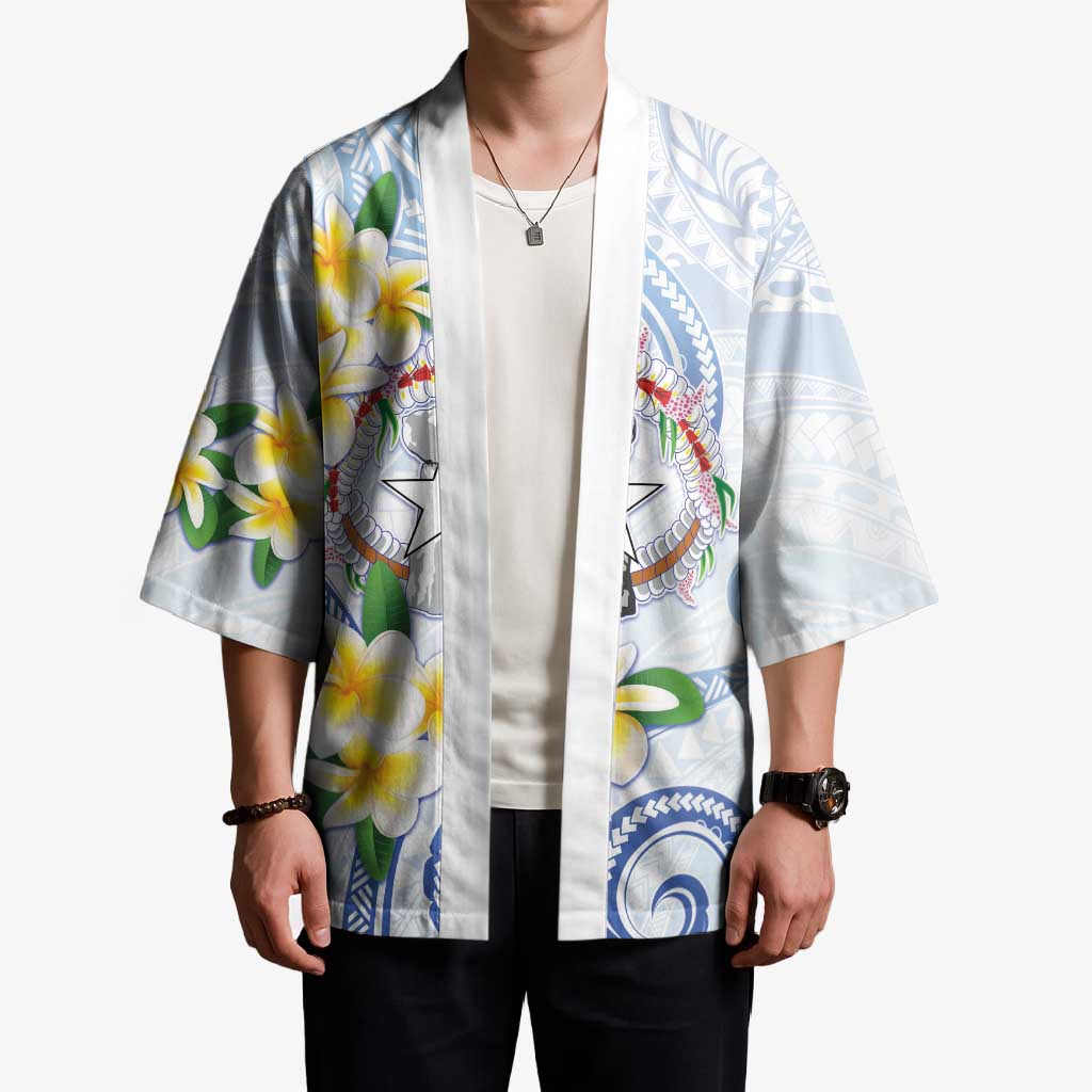 Northern Mariana Islands Chamorro Kimono Plumeria Curves Style White Version LT05 - Polynesian Pride