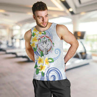 Northern Mariana Islands Chamorro Men Tank Top Plumeria Curves Style White Version LT05 White - Polynesian Pride