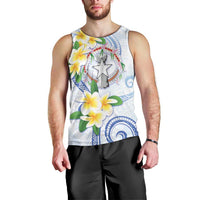 Northern Mariana Islands Chamorro Men Tank Top Plumeria Curves Style White Version LT05 - Polynesian Pride