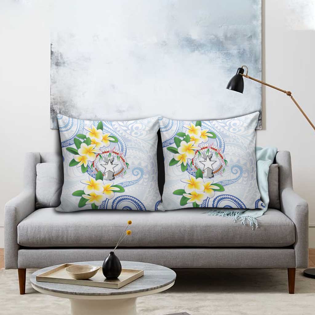 Northern Mariana Islands Chamorro Pillow Cover Plumeria Curves Style White Version LT05 - Polynesian Pride