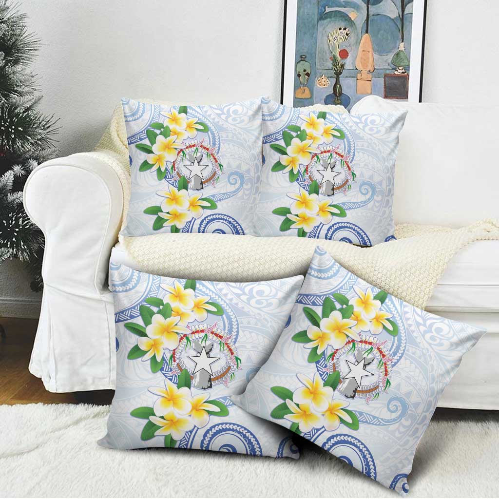 Northern Mariana Islands Chamorro Pillow Cover Plumeria Curves Style White Version LT05 - Polynesian Pride