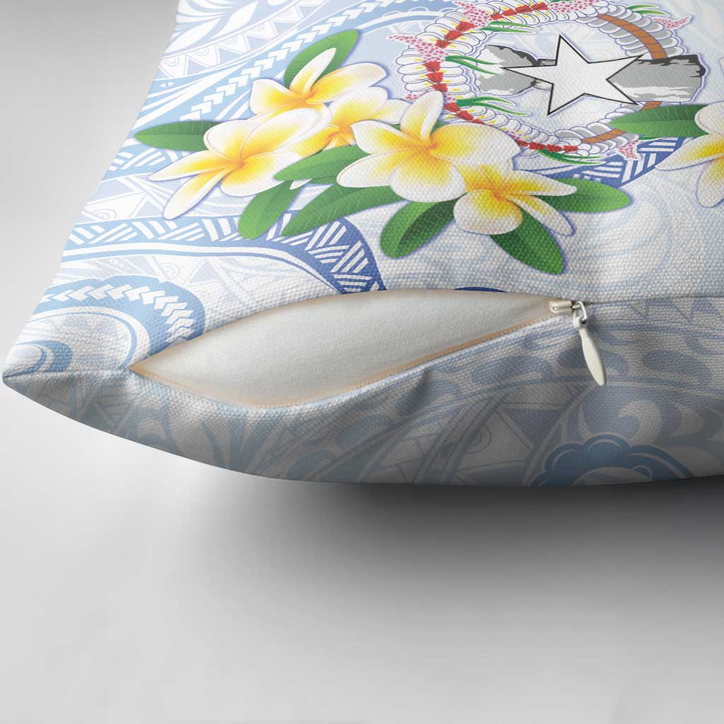 Northern Mariana Islands Chamorro Pillow Cover Plumeria Curves Style White Version LT05 - Polynesian Pride