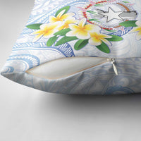 Northern Mariana Islands Chamorro Pillow Cover Plumeria Curves Style White Version LT05 - Polynesian Pride