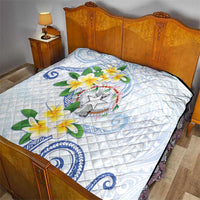 Northern Mariana Islands Chamorro Quilt Plumeria Curves Style White Version LT05 - Polynesian Pride