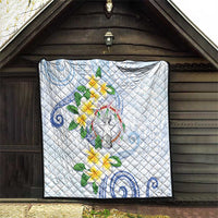 Northern Mariana Islands Chamorro Quilt Plumeria Curves Style White Version LT05 - Polynesian Pride