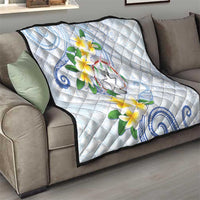 Northern Mariana Islands Chamorro Quilt Plumeria Curves Style White Version LT05 - Polynesian Pride