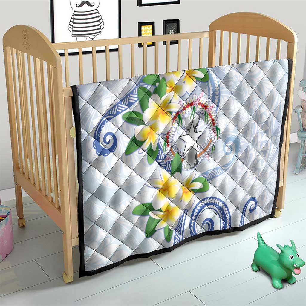 Northern Mariana Islands Chamorro Quilt Plumeria Curves Style White Version LT05 - Polynesian Pride