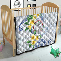 Northern Mariana Islands Chamorro Quilt Plumeria Curves Style White Version LT05 - Polynesian Pride