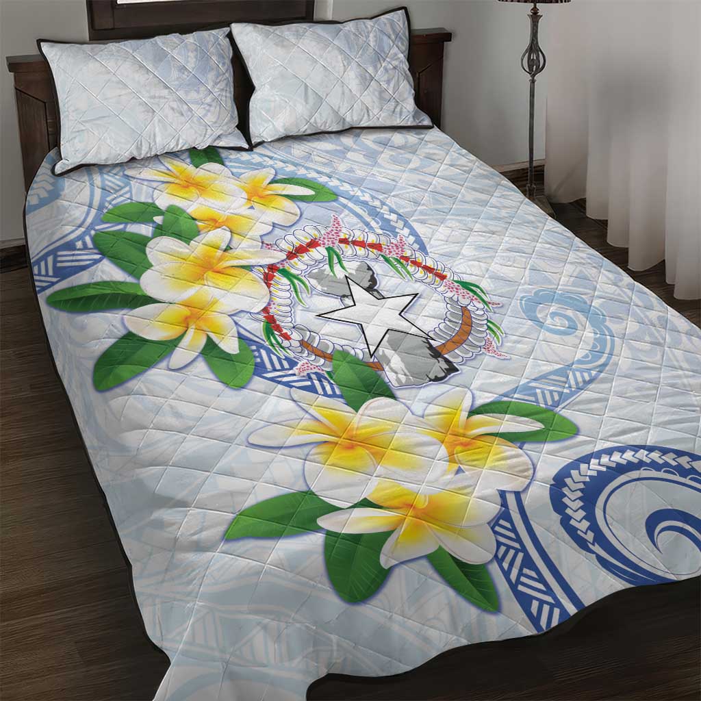 Northern Mariana Islands Chamorro Quilt Bed Set Plumeria Curves Style White Version LT05 White - Polynesian Pride