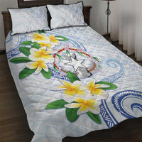 Northern Mariana Islands Chamorro Quilt Bed Set Plumeria Curves Style White Version LT05 White - Polynesian Pride