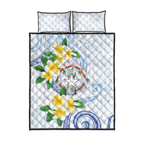 Northern Mariana Islands Chamorro Quilt Bed Set Plumeria Curves Style White Version LT05 - Polynesian Pride